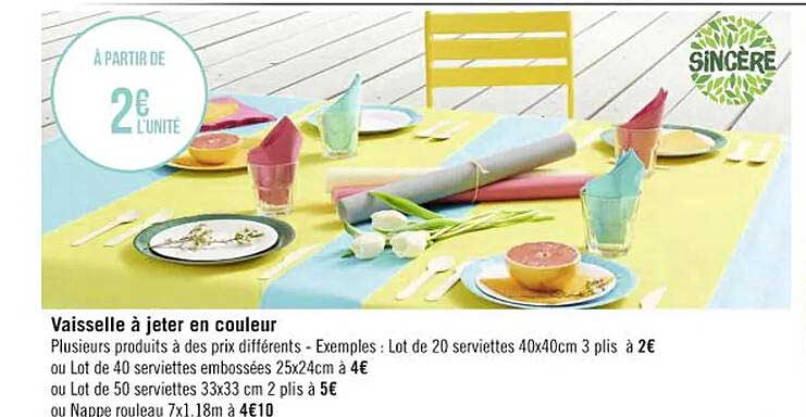 Vaisselle à Jeter En Couleur