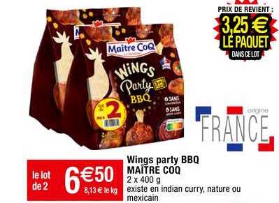 wings party bbq maître coq
