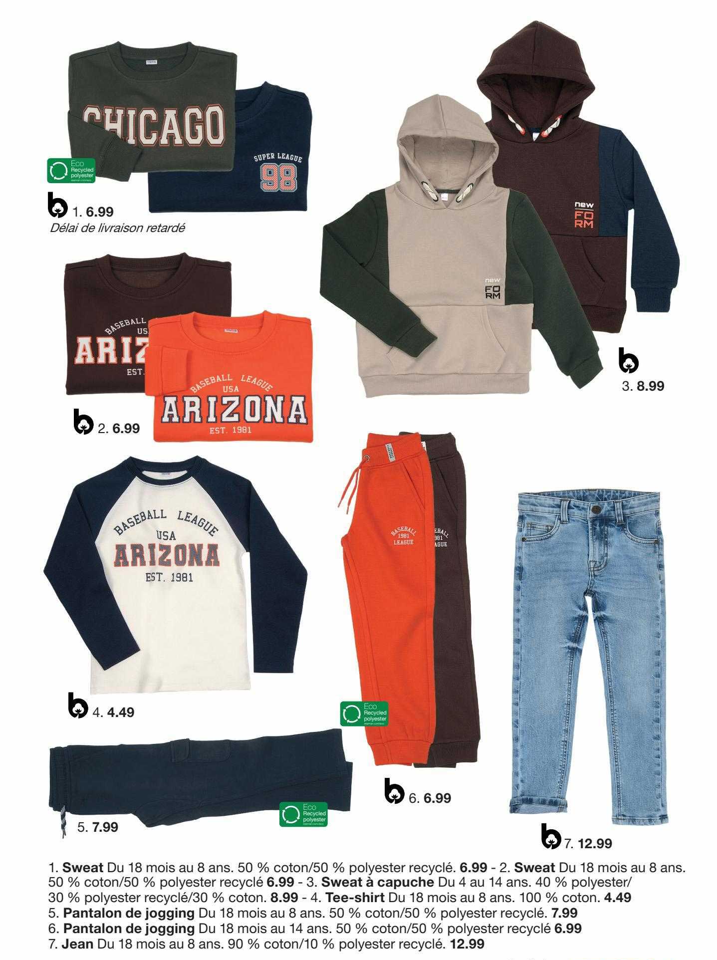 sweat, sweat à capuche, tee-shirt, pantalon de jogging, jean