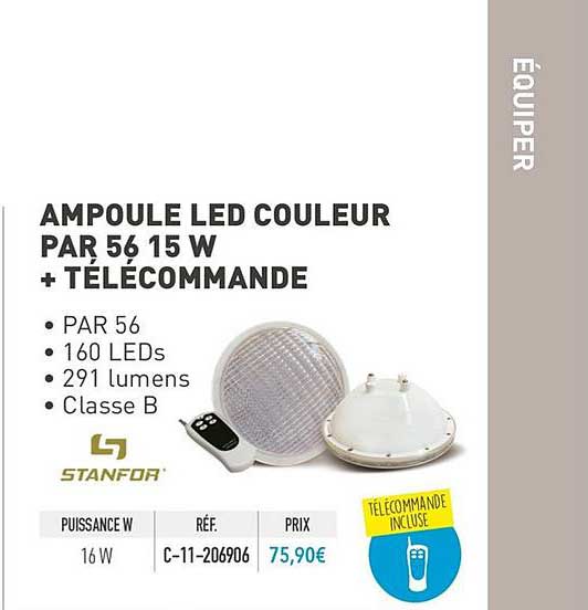 ampoule led couleur par 56 15w + télécommande
