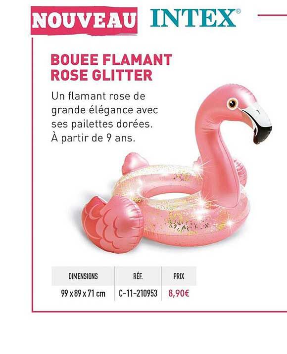bouée flamant rose glitter intex