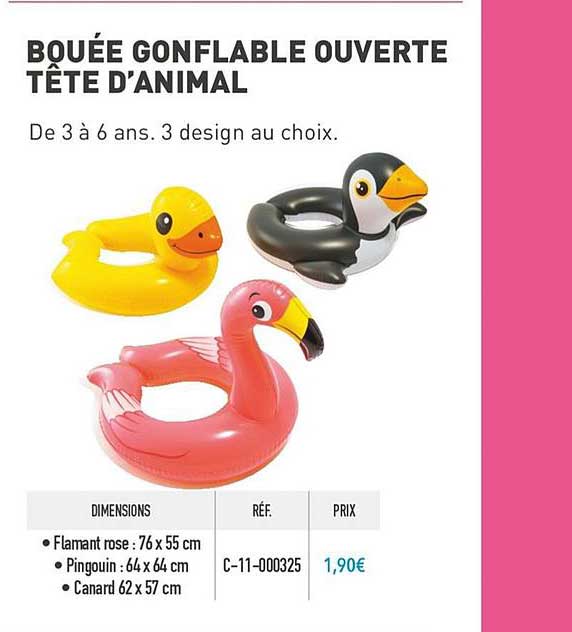 bouée gonflable ouverte tête d'animal