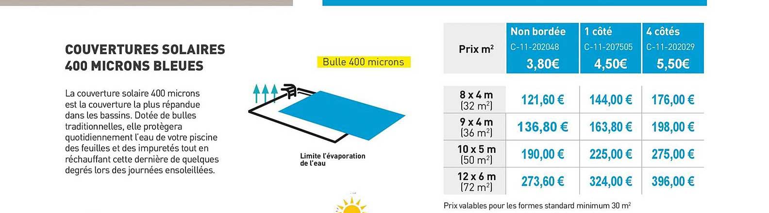 couvertures solaire 400 microns bleues