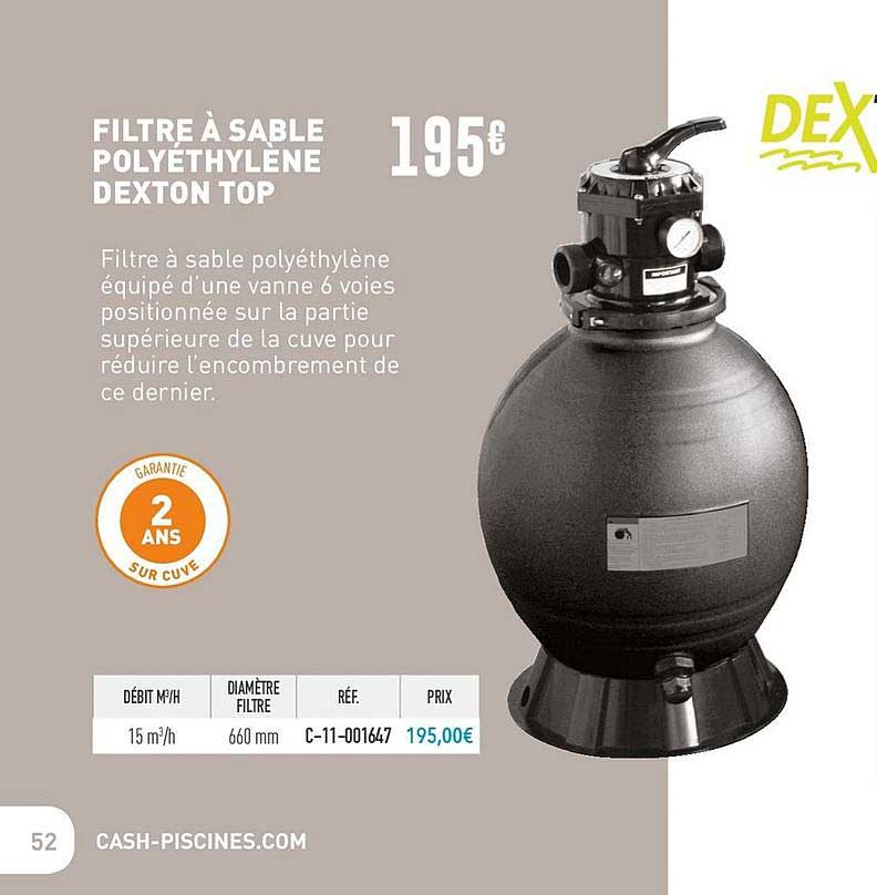 filtre à sable polyéthylène dexton top