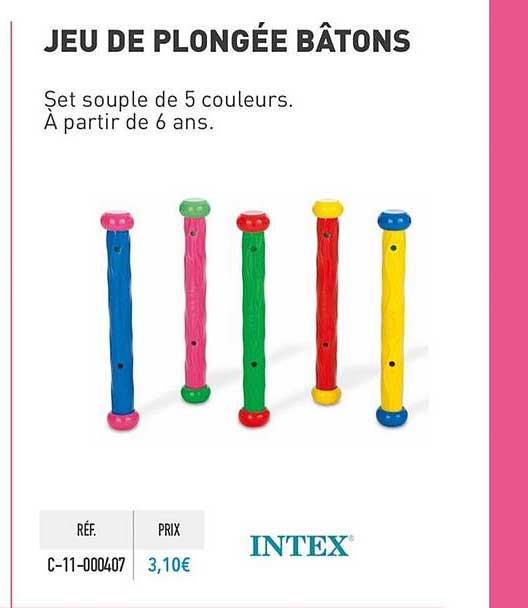 jeu de plongée bâtons intex