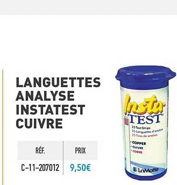 languettes analyse instatest cuivre
