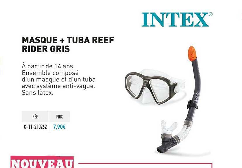 masque + tuba reef rider gris intex