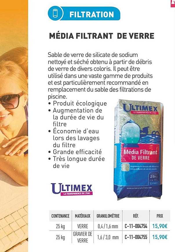média filtrant de verre ultimex