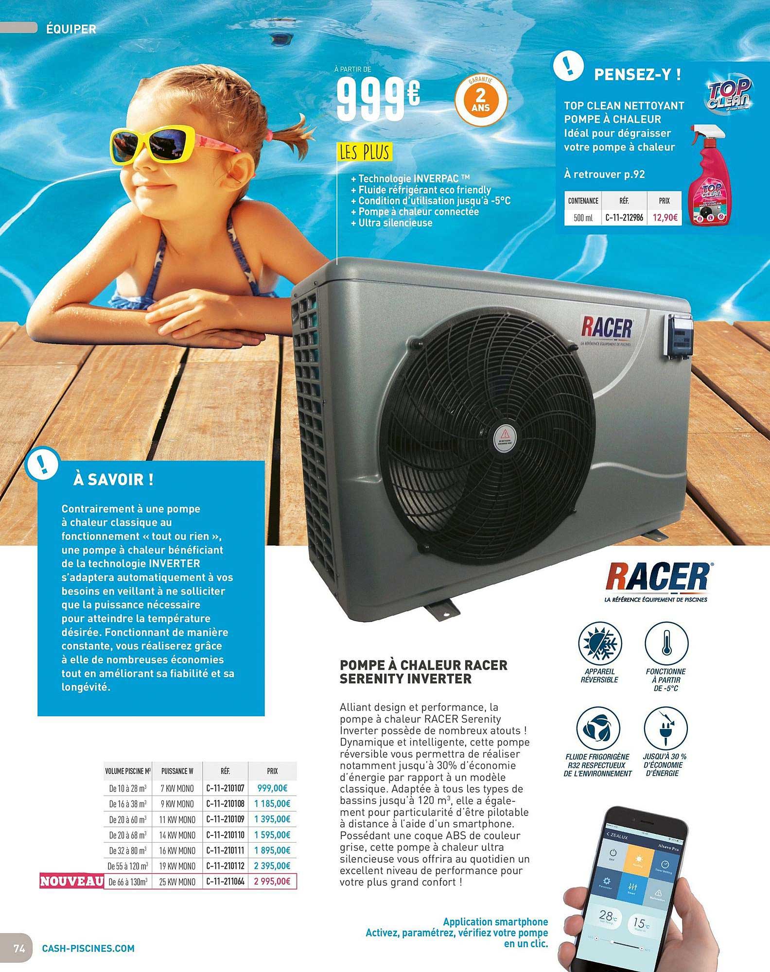 pompe à chaleur racer serenity inverter