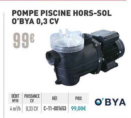 pompe piscine hors sol o'bya 0.3 cv