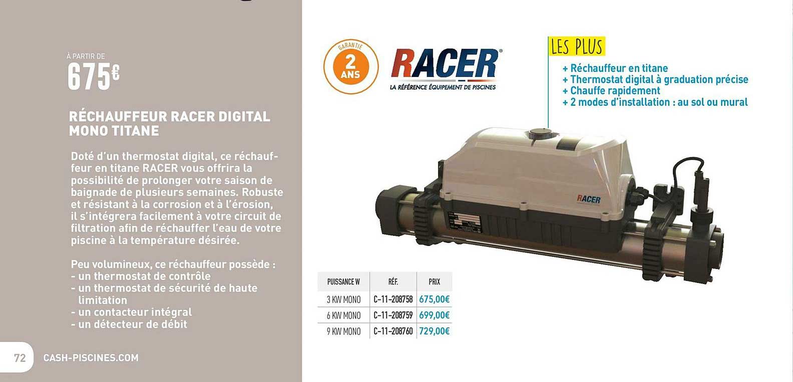 réchauffeur racer digital mono titane