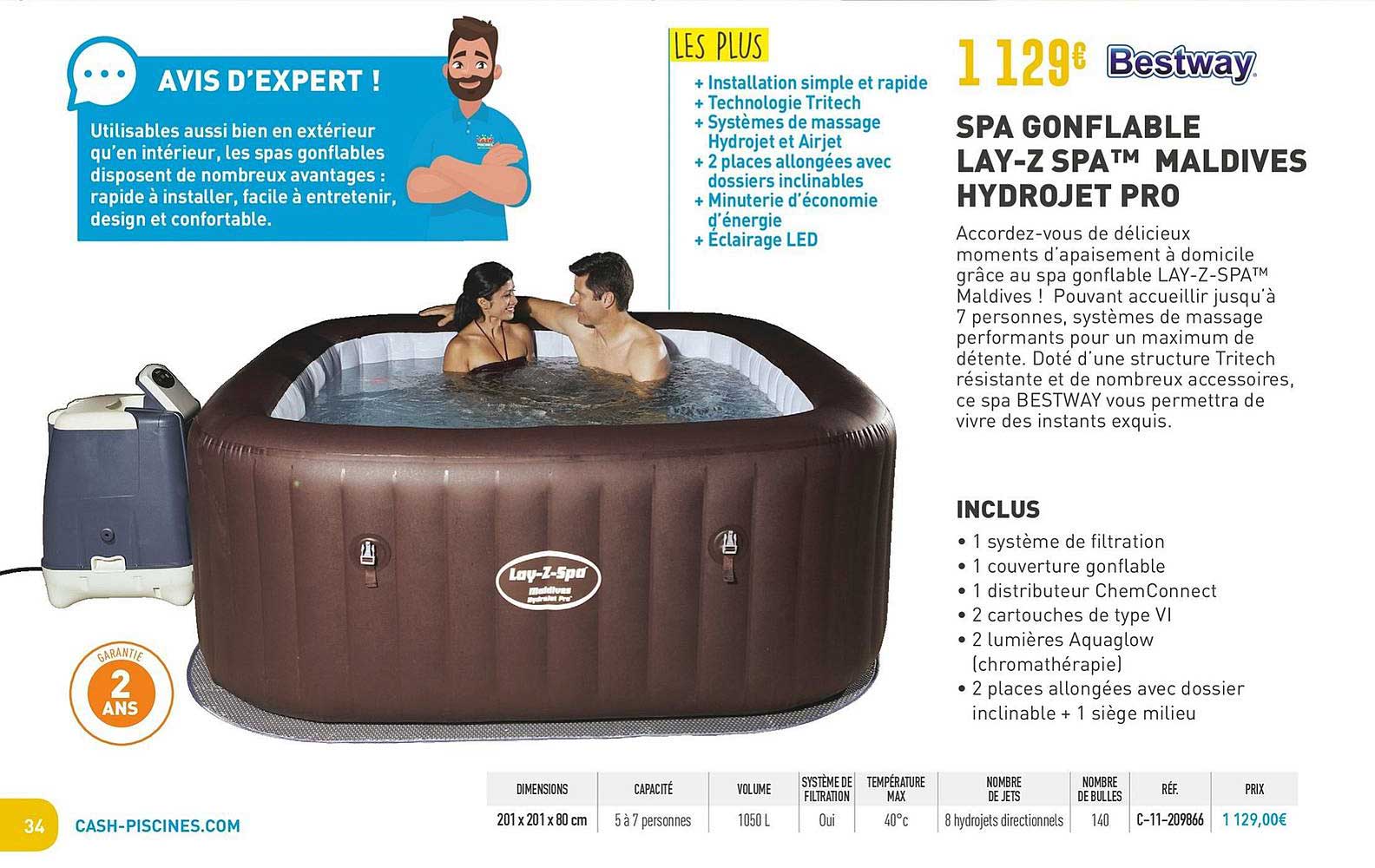 spa gonflable lay z spa maldives hydrojet pro bestway