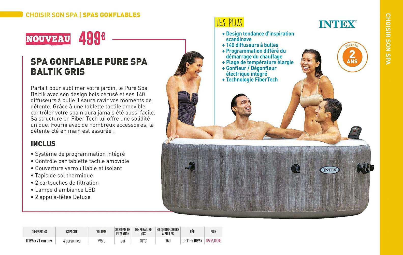 spa gonflable pure spa baltik gris intex