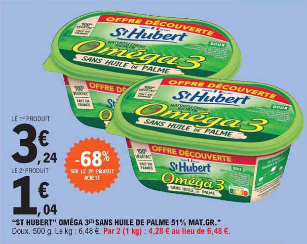 "st hubert" oméga 3 sans huile de palme 51% mat. gr.