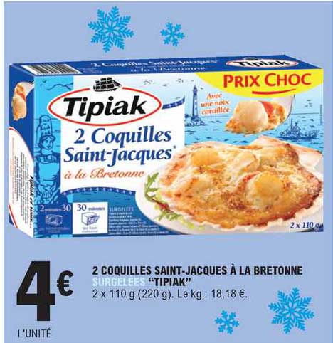 2 coquilles saint-jacques à la bretonne "tipiak"