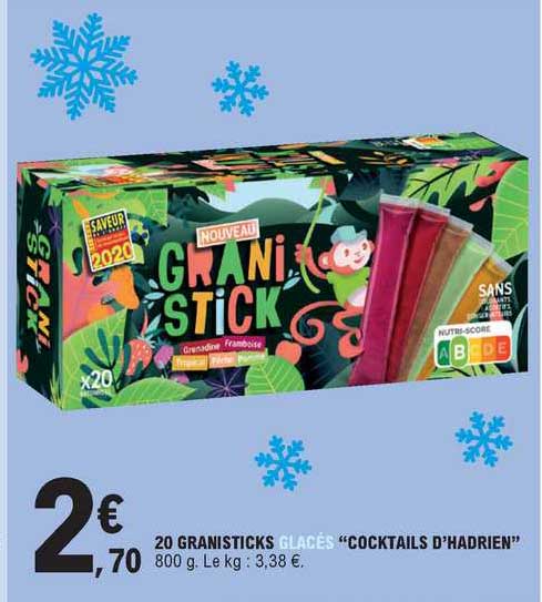 20 granisticks glacés "cocktails d'hadrien"