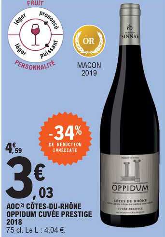 aoc côtes-du-rhône oppidum cuvée prestige 2018