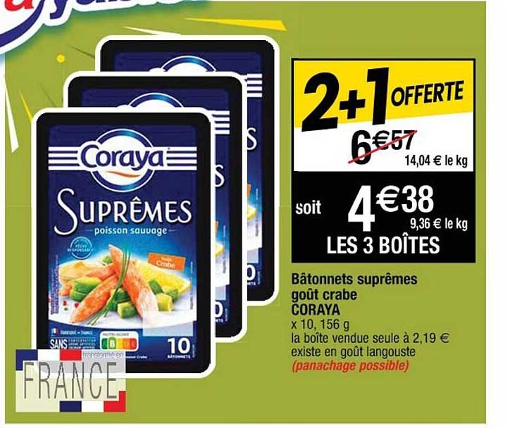 bâtonnets suprêmes goût crabe coraya