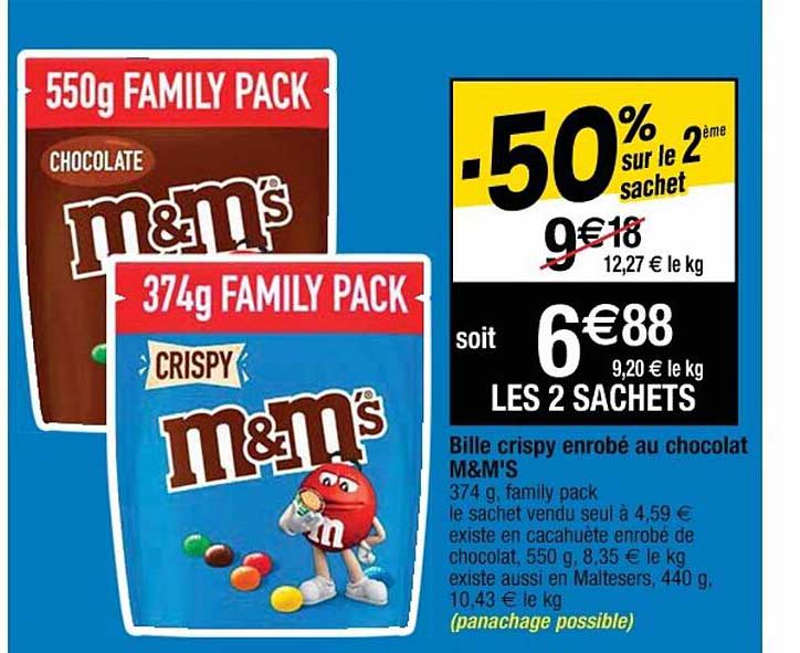 bille crispy enrobé au chocolat m&m's