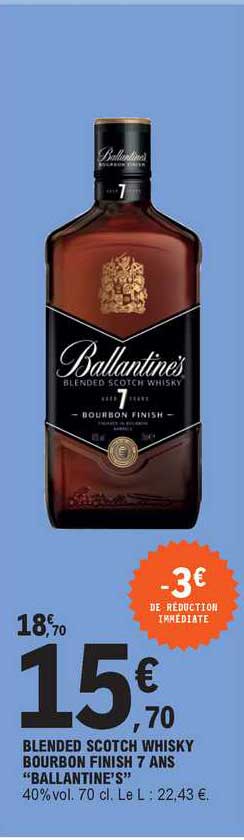 blended scotch whisky bourbon finish 7 ans "ballantine's"