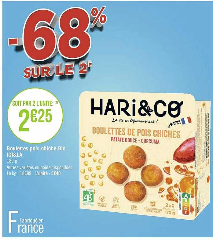 boulettes pois chiche bio ici&là