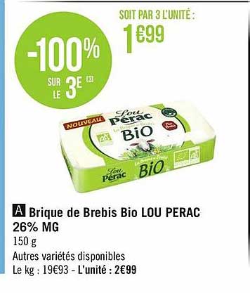 brique de brebis bio lou perac 26% mg