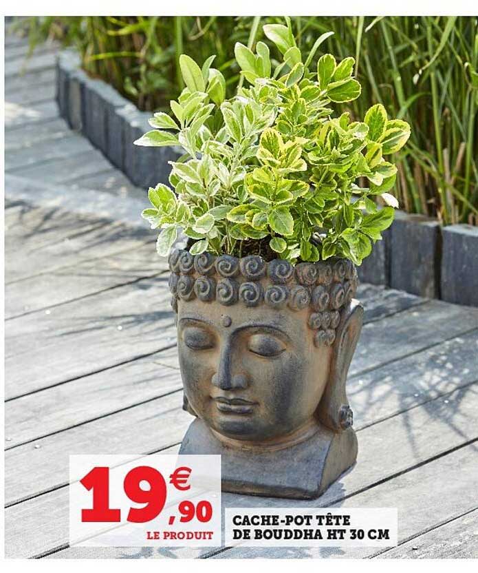 cache-pot tête de bouddha ht 30 cm