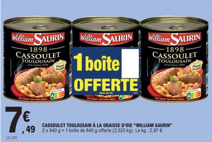 cassoulet toulousain à la graisse d'oie "william saurin"