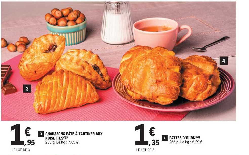 chaussons pâte à tartiner aux noisettes, pattes d'ours