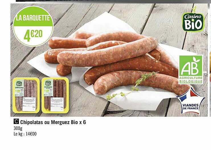 Chipolatas Ou Merguez Bio X6