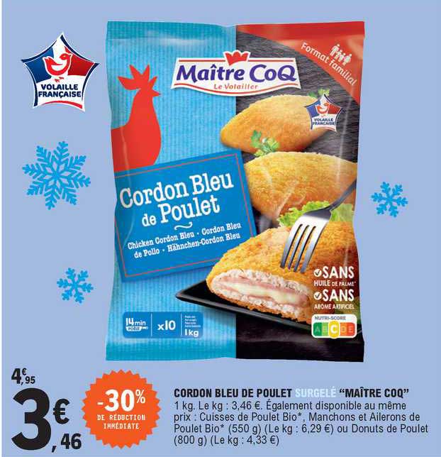 Cordon Bleu De Poulet Surgelé "maître Coq"