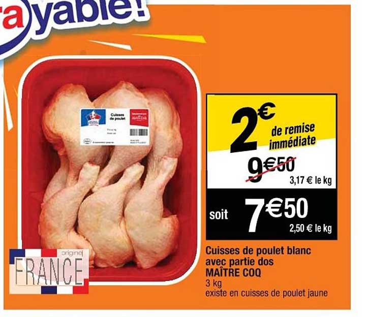 cuisses de poulet blanc avec partie dos maître coq