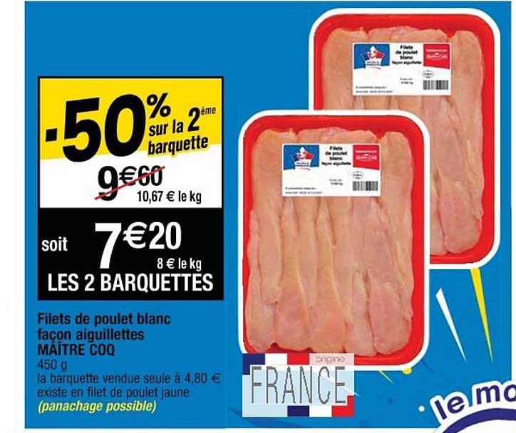 filets de poulet blanc façon aiguillettes maître coq