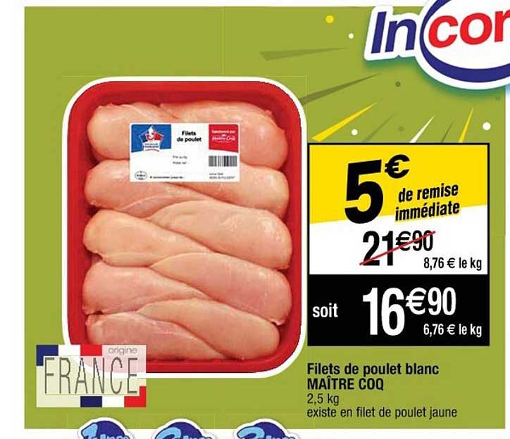 filets de poulet blanc maître coq