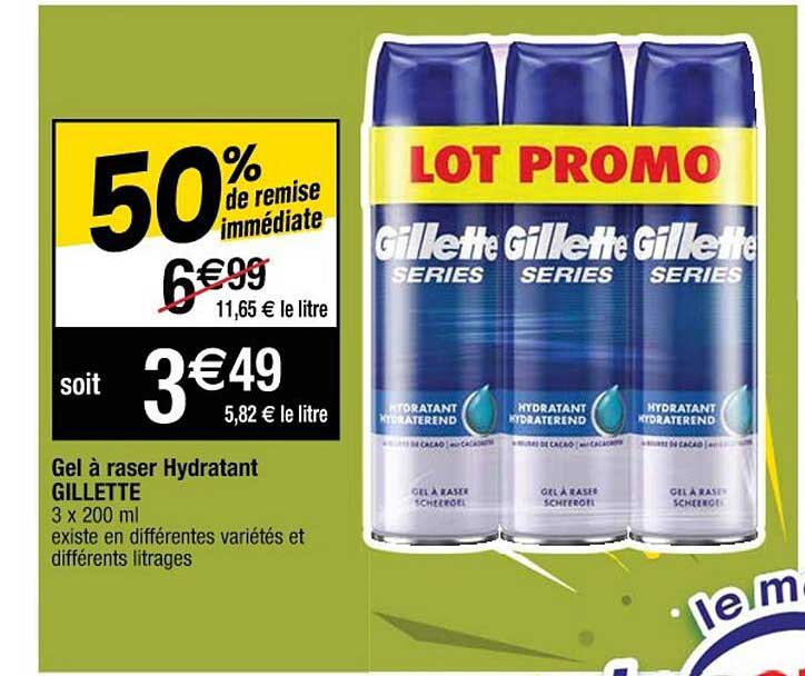 gel à raser hydratant gillette
