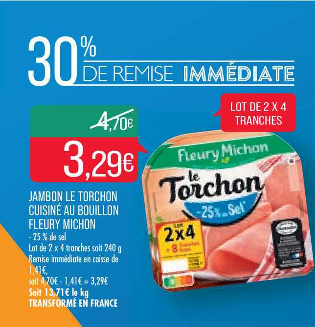 jambon le torchon cuisiné au bouillon fleury michon