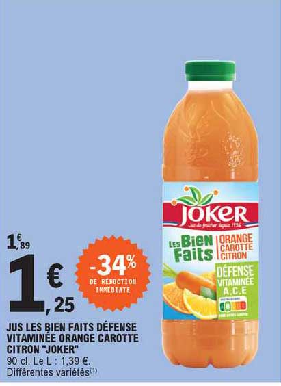 jus les bien faits défense vitaminée orange carotte citron "joker"