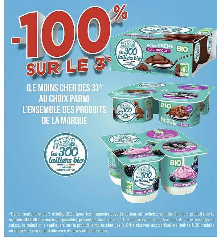 l'ensemble des produits de la marque les 300 laitiers bio