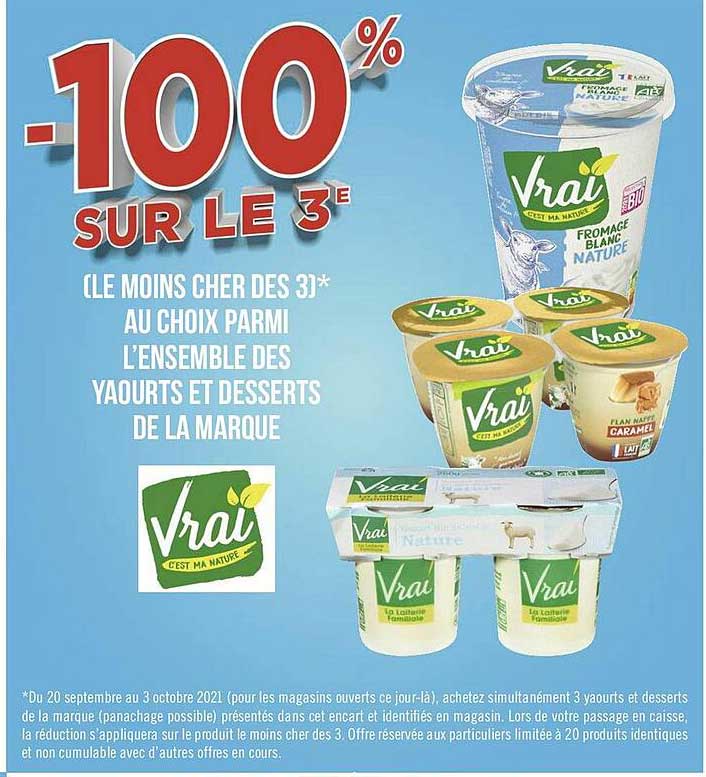 l'ensemble des yaourts et desserts de la marque vrai