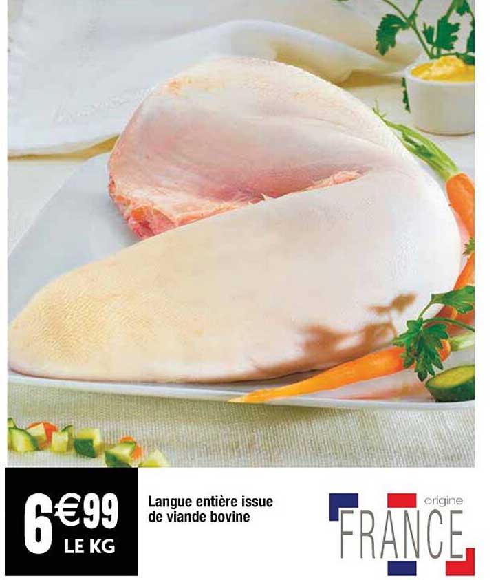 langue entière issue de viande bovine