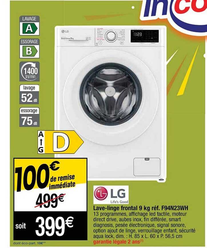 lave-linge frontal 9 kg lg
