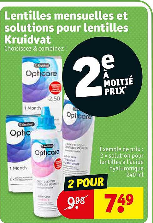 lentilles mensuelles et solutions pour lentilles kruidvat