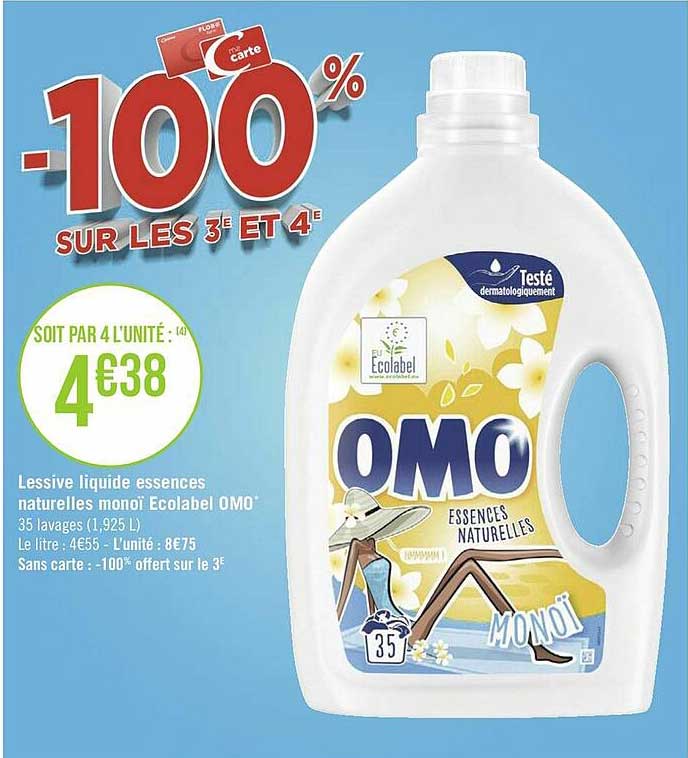 lessive liquide essences naturelle monoï ecolabel omo'