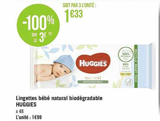lingettes bébé natural biodégradable huggies