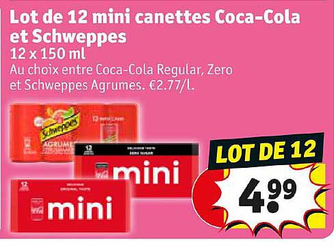 lot de 12 mini canettes coca-cola et schweppes