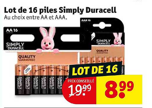 lot de 16 piles simply duracell