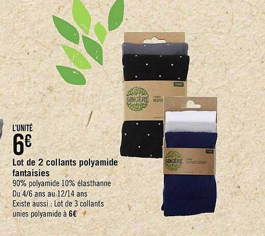 lot de 2 collants polyamide fantaisies
