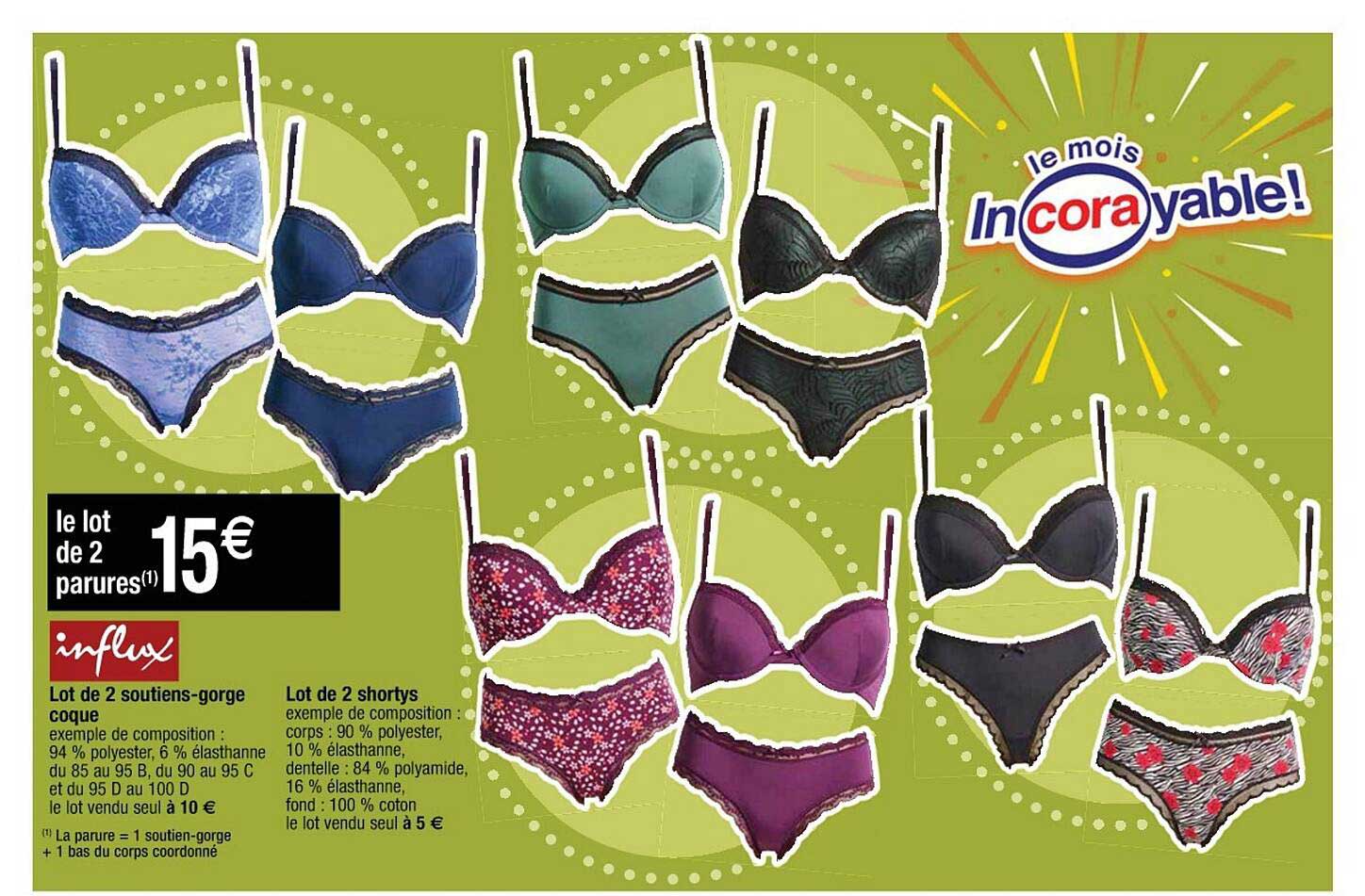 Lot De 2 Soutiens-gorge Coque, Lot De 2 Shortys Influx