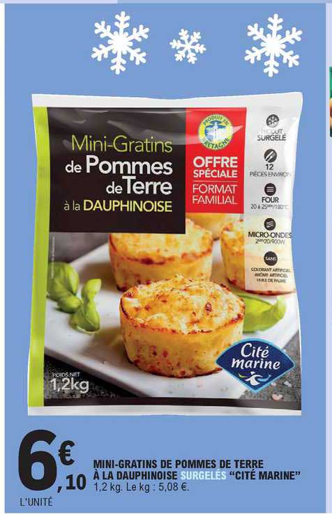 mini-gratins de pommes de terre à la dauphinoise surgelés "cité marine"
