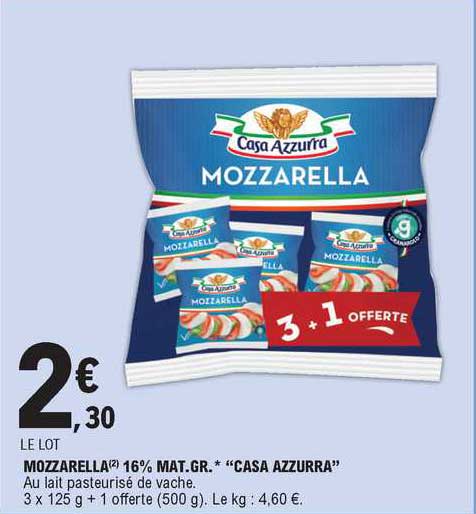 mozzarella 16% mat. gr. "casa azzurra"